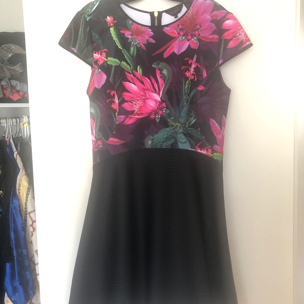 Stunning Snakeskin Lizard Floral Ted Baker Dress